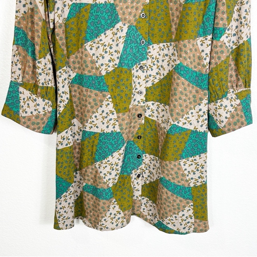 NWT Natural Life Twiggy patchwork button up shirt dress size XL NEW - Picture 4 of 9